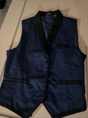Men's Navy Satin Vest with Black Trim by GQ & NAVY